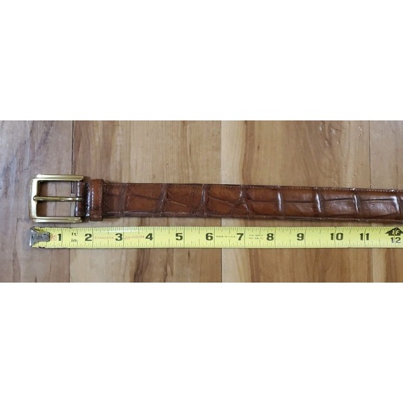 Trafalgar Leather Embossed Belt Size 36 Cognac Solid Brass Buckle Made in USA - Picture 5 of 10